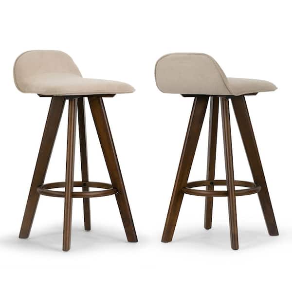 Glamour Home Asta 25.98 in. Dark Brown Rubberwood Bar Stool with Low Back Seat Height (Set of 2)