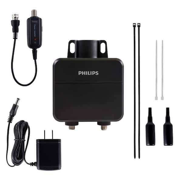 Philips Universal Outdoor HDTV Antenna Amplifier with Built-In Signal  Strength Meter, VHF UHF 1080P 4K Digital Signal Booster SDV9119N/27 - The  Home Depot