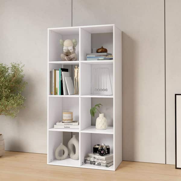 46.46 in. Tall White Wood 4-Shelf Etagere Bookcase HMZ-CB-1218-WT