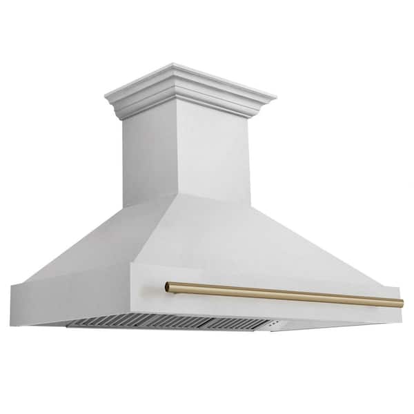 ZLINE Kitchen and Bath Autograph Edition 48 in. 700 CFM Ducted Vent Wall Mount Range Hood in Fingerprint Resistant Stainless & Champagne Bronze