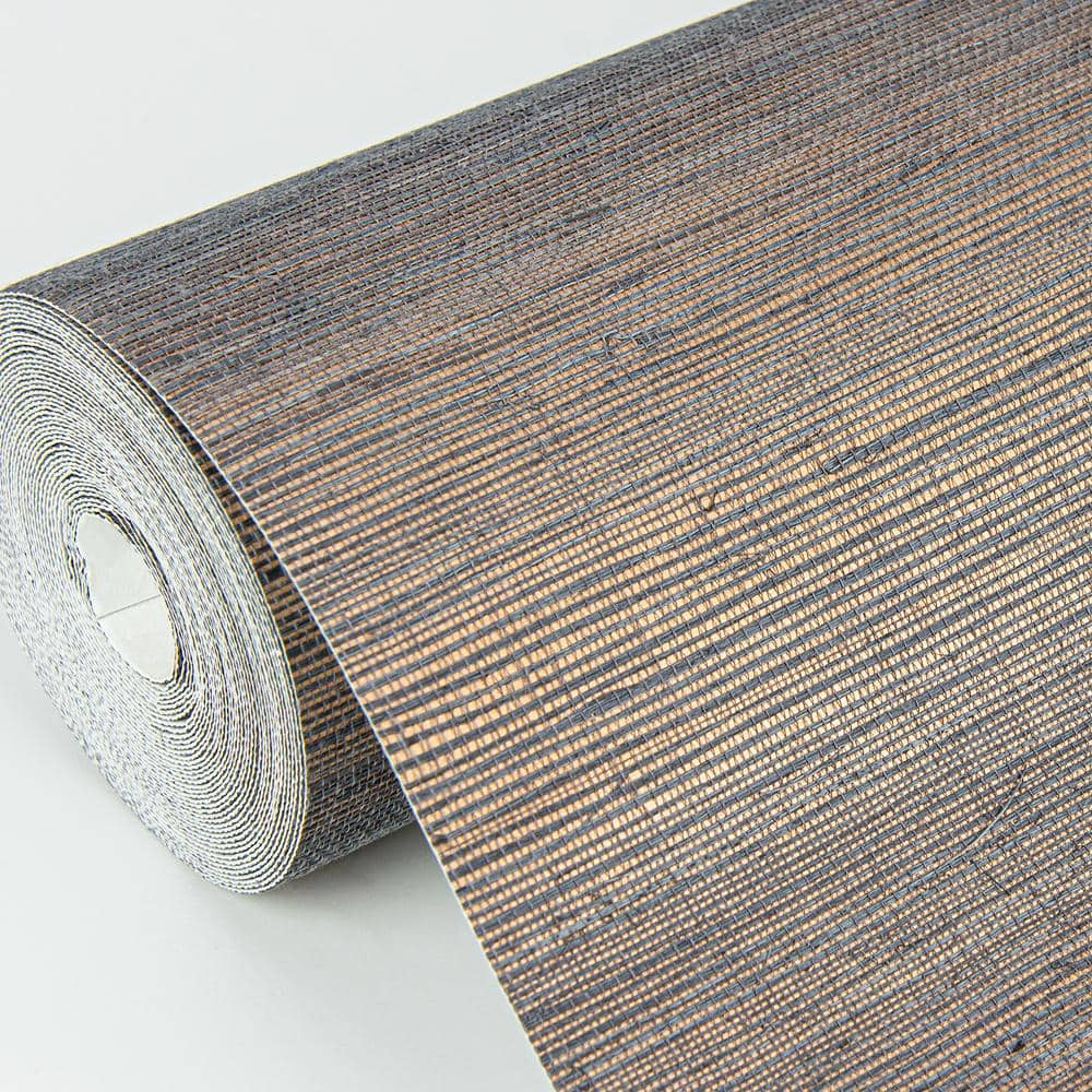Slate and Bronze Grasscloth Removable Wallpaper Roll