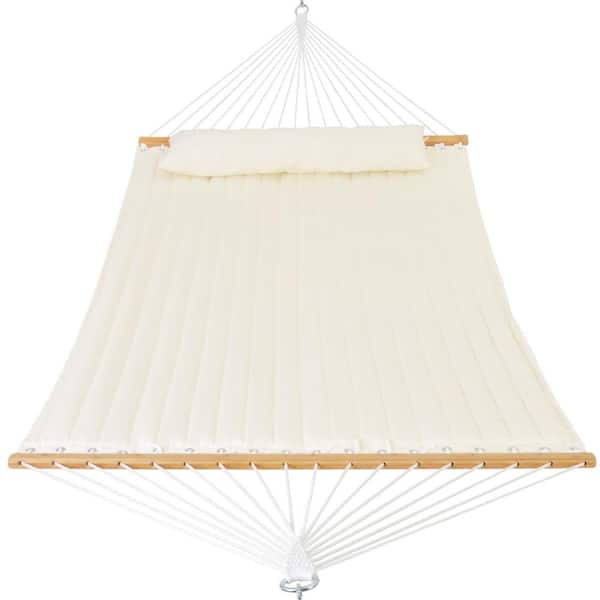UPHA 11 ft. Padded Hammock Bed Hammock with Spreader Bar Hammock in White