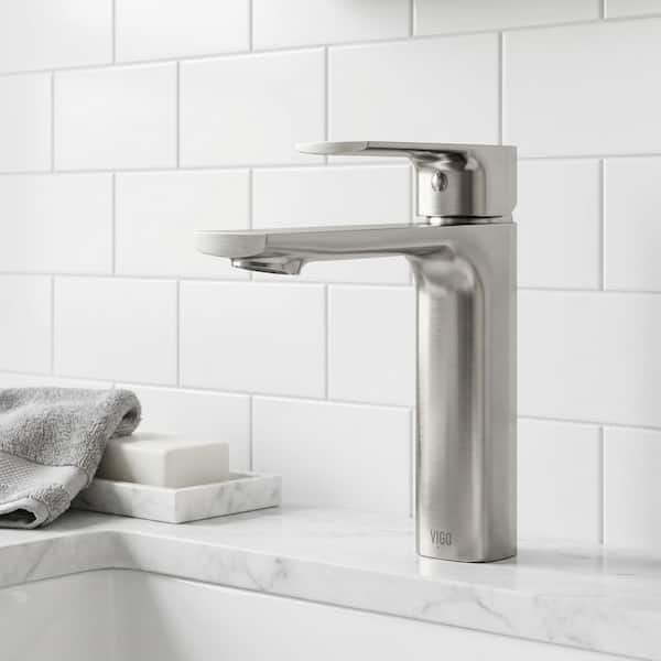 VIGO Davidson Single Handle Single-Hole Bathroom Faucet in Brushed