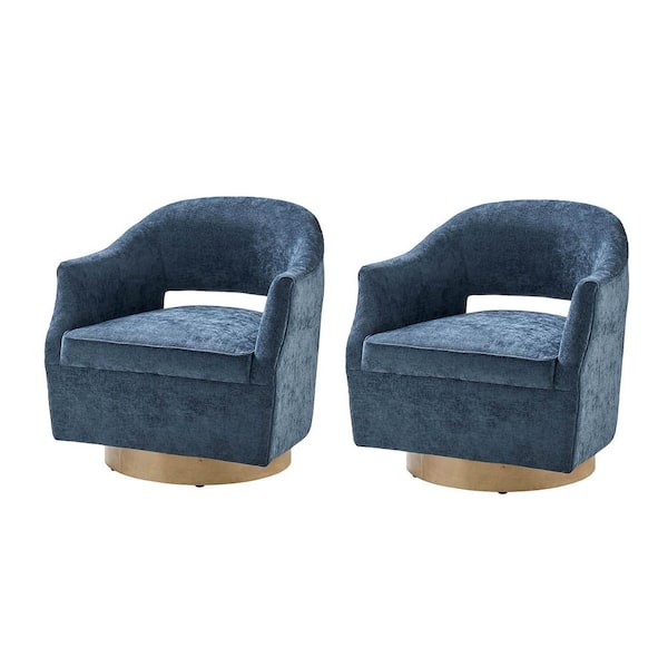 JAYDEN CREATION Felisa Set of 2 Navy Transition Upholstered 360-degree Swivel Barrel Chair