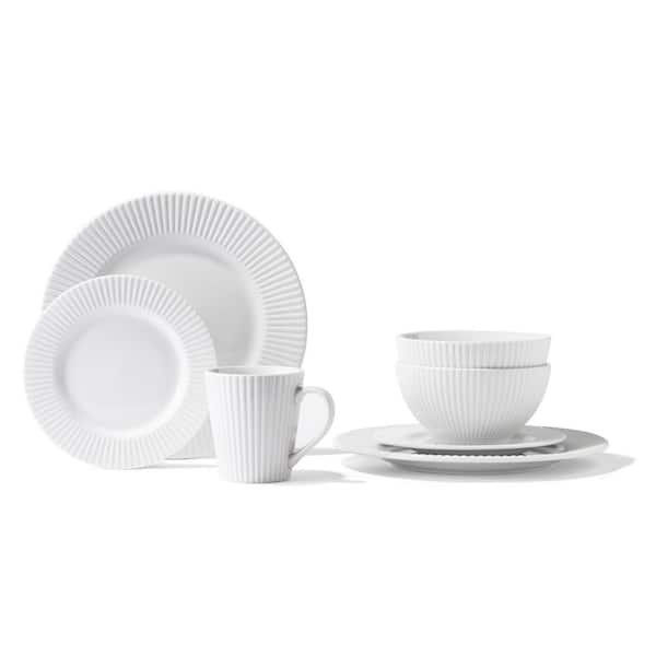 ELLE 16-Piece Casual White Porcelain Dinnerware Set (Service for 4)