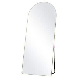29.92 in. W x 1.38 in. H Arched Full Length Mirror Floor Mirror with Stand Aluminum Alloy Frame in Black for Living Room