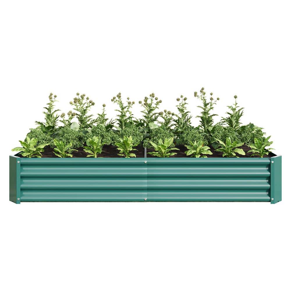 6 ft. x 3 ft. x 1 ft. Green Metal Rectangle Raised Garden Bed for Flowers P