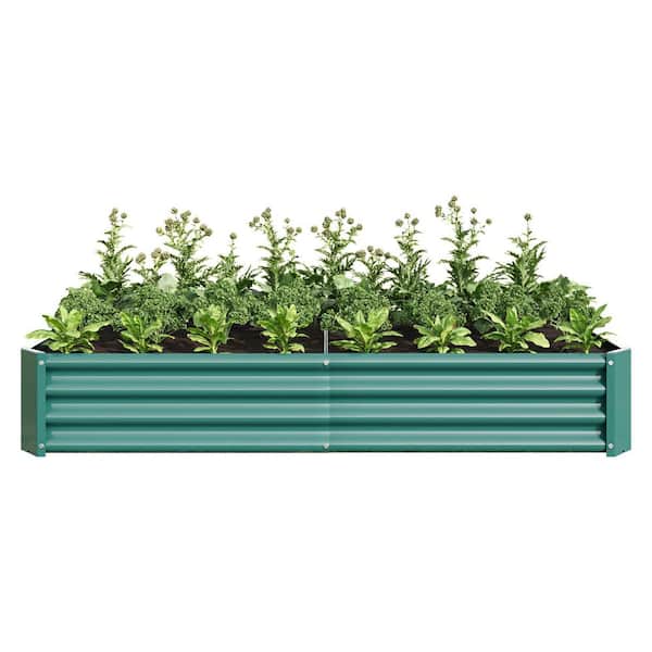 Unbranded 6 ft. x 3 ft. x 1 ft. Green Metal Rectangle Raised Garden Bed for Flowers Plants, Vegetables Herb