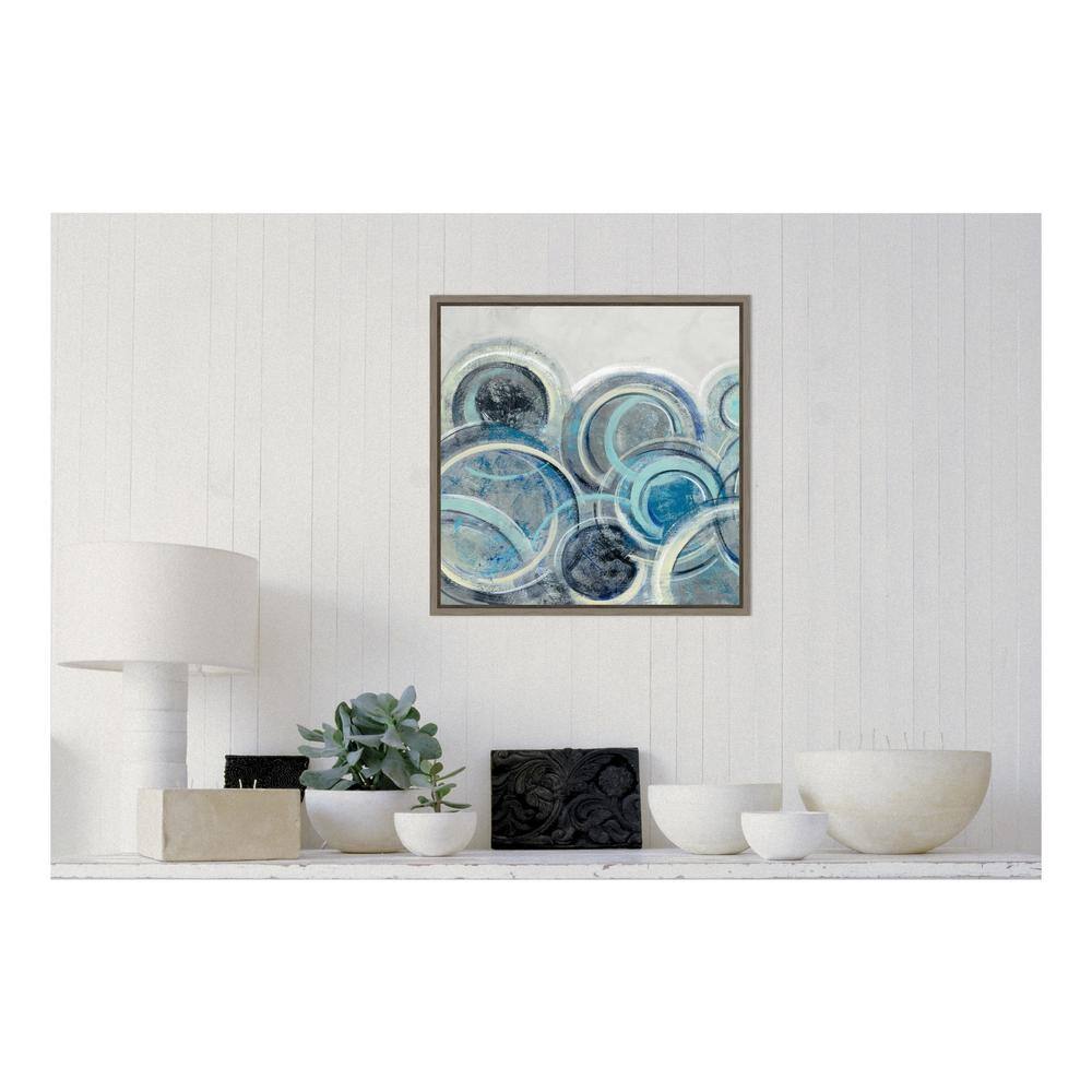 Blue and Gray Abstract Circles Canvas Wall Art