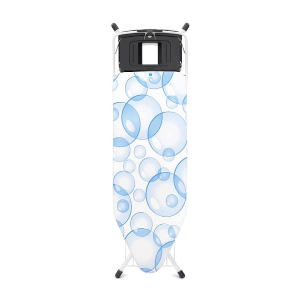Brabantia Ironing Board C with Foldable Steam Unit Holder, Linen Rack, Perfectflow Bubbles Cover and White Frame