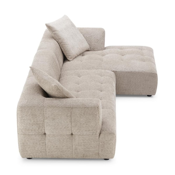 Ashcroft Furniture Co Wayne 120 in. Round Arm 2-piece Boucle