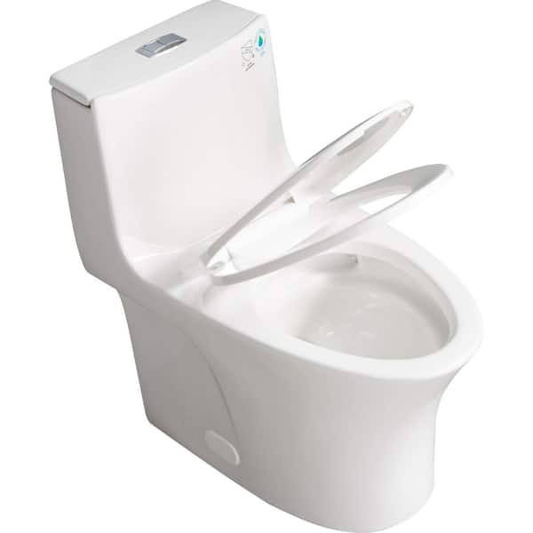 Murphy 12 in. 1-piece 1.1/1.6 GPF Dual Flush Water Saving Elongated Toilet in White Soft Closing Seat Included