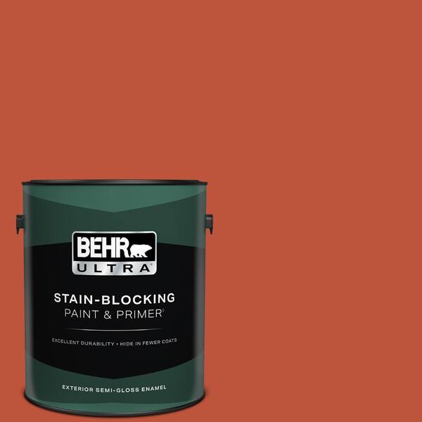 BEHR ULTRA 1 gal. #S-G-200 Glowing Firelight Semi-Gloss Enamel Exterior Paint & Primer