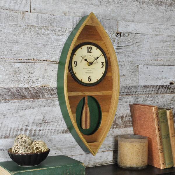 FirsTime 18 in. x 7.75 in. Wood Canoe Wall Clock