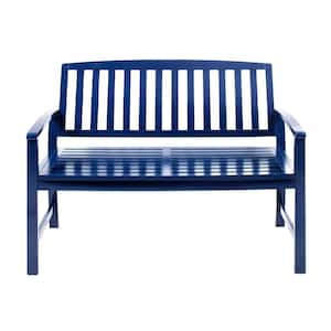 Loja 2-Person Navy Blue Wood Outdoor Patio Bench