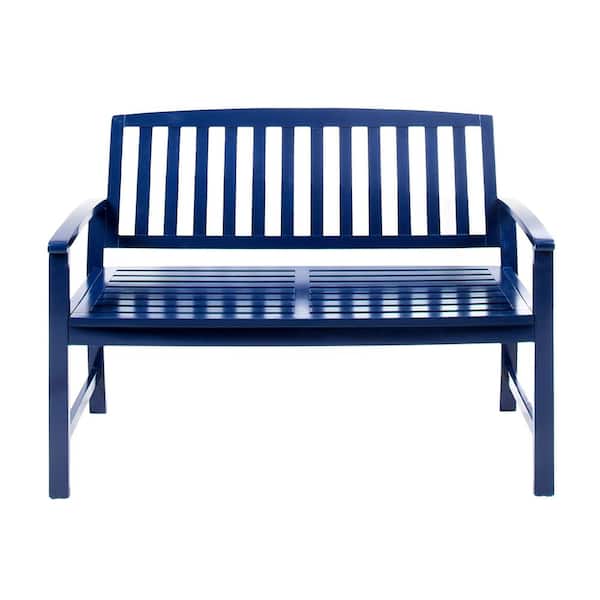 Loja 2-Person Navy Blue Wood Outdoor Patio Bench