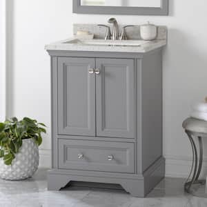 Stratfield 25 in. W x 22 in. D x 39 in. H Single Sink  Bath Vanity in Sterling Gray with Silver Ash Solid Surface Top