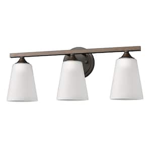 Zoey 3-Light Oil-Rubbed Bronze Vanity Light with Frosted Glass Shades