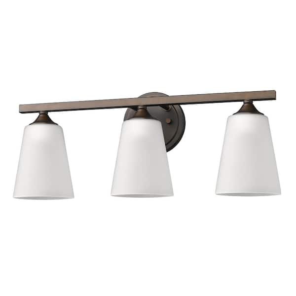 Zoey 3-Light Oil-Rubbed Bronze Vanity Light with Frosted Glass Shades