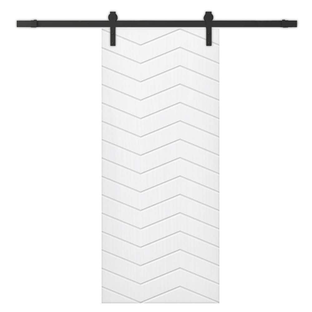 30 in. x 96 in. White Painted Composite MDF Paneled Interior Sliding Barn Door with Hardware Kit price history on PriceWatchPro
