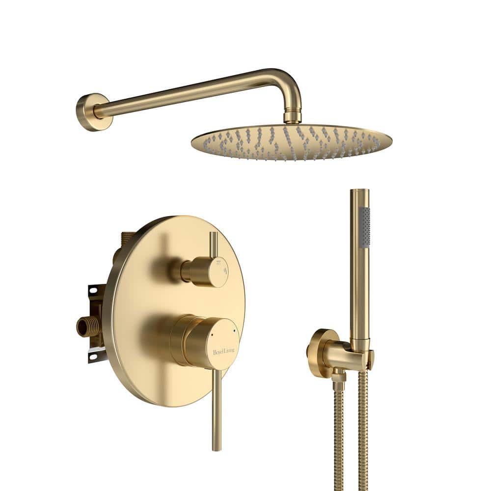 1-Spray Patterns with 2.5 GPM 10 in. Round Wall Mount Dual Shower Heads wit