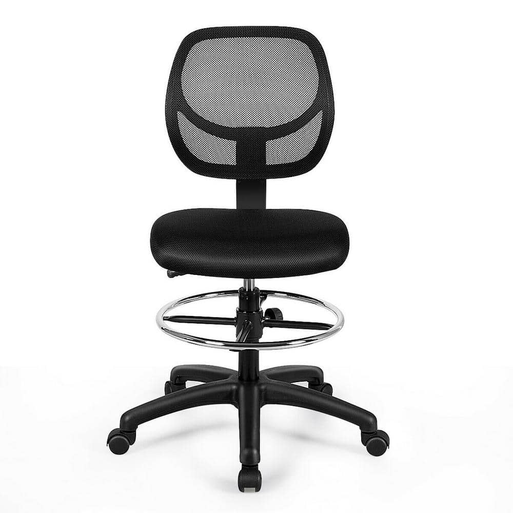 FORCLOVER Adjustable Armless Black Mesh Seat Drafting Office Chair LK62