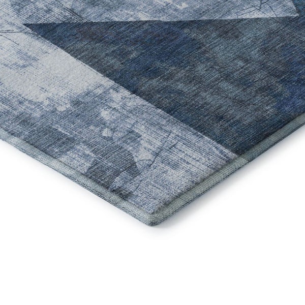 Mayfield Premium Machine Washable Abstract AMF1838 Navy 9 ft. x 12 ft. Area Rug