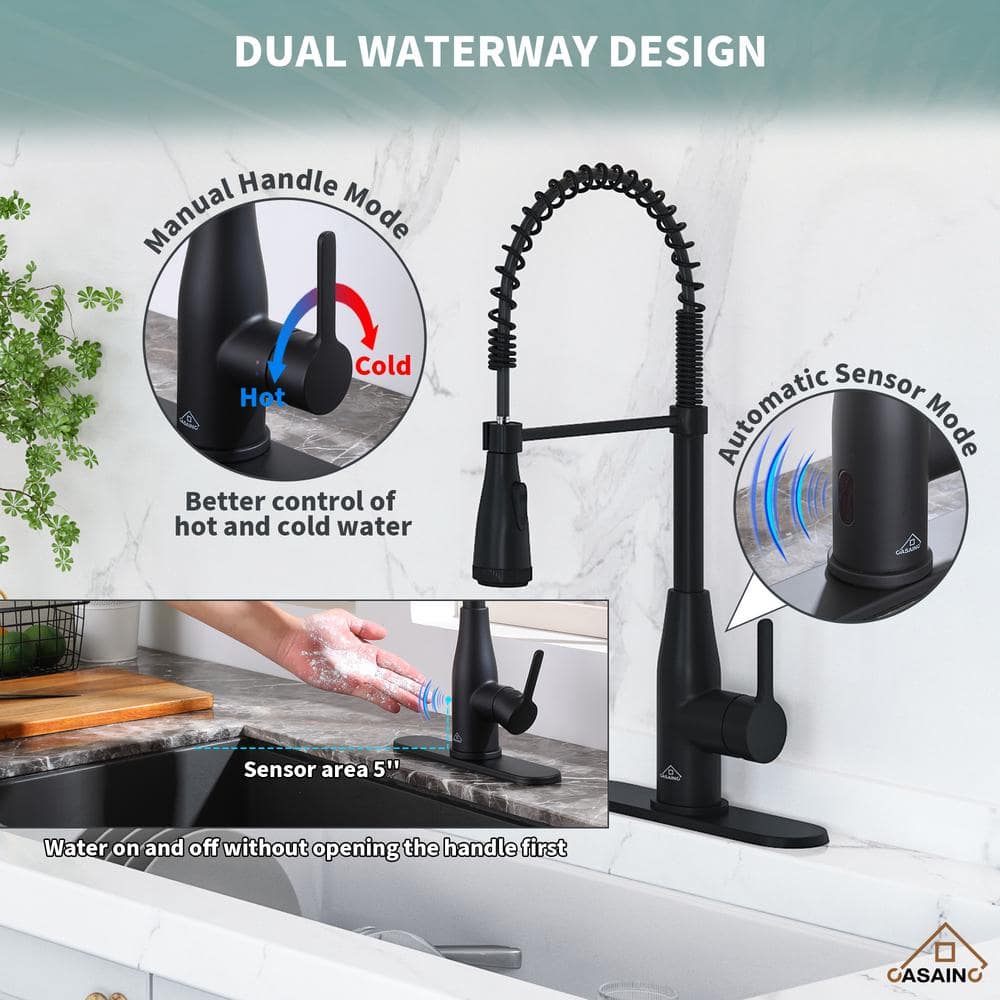 Matte Black Stainless Steel Pull Down Sprayer Kitchen Faucet
