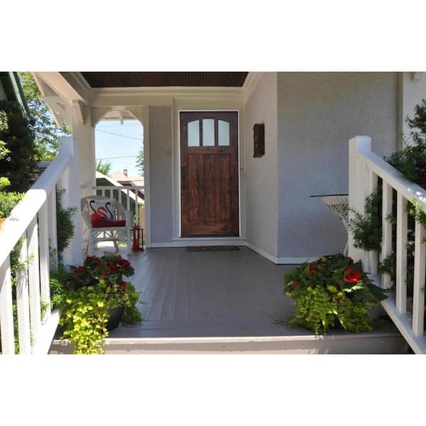 36 in. x 80 in. Craftsman Espresso Right Hand Inswing 3-lite w/ Arched Reed Glass Stained Alder Wood Pre-Hung Front Door