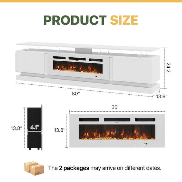 Sizzim 80 in. Freestanding Electric Fireplace TV Stand with