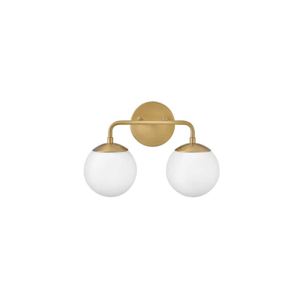 Lacquered Brass 2-Light Vanity with Etched Opal Glass Shades