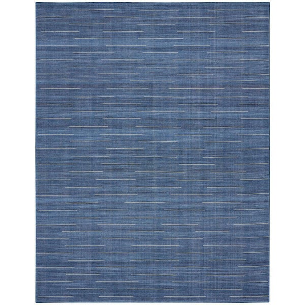 Interweave Navy 8 ft. x 10 ft. Solid Ombre Geometric Modern Area Rug