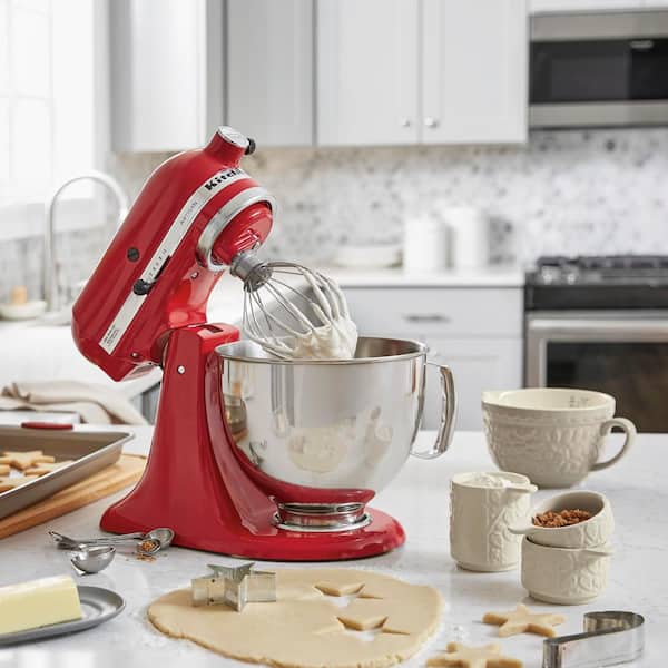 KitchenAid Artisan 5 Qt. 10-Speed Empire Red Stand Mixer with Beater, 6-Wire Whip and Dough Hook Attachments KSM150PSER - The Home Depot