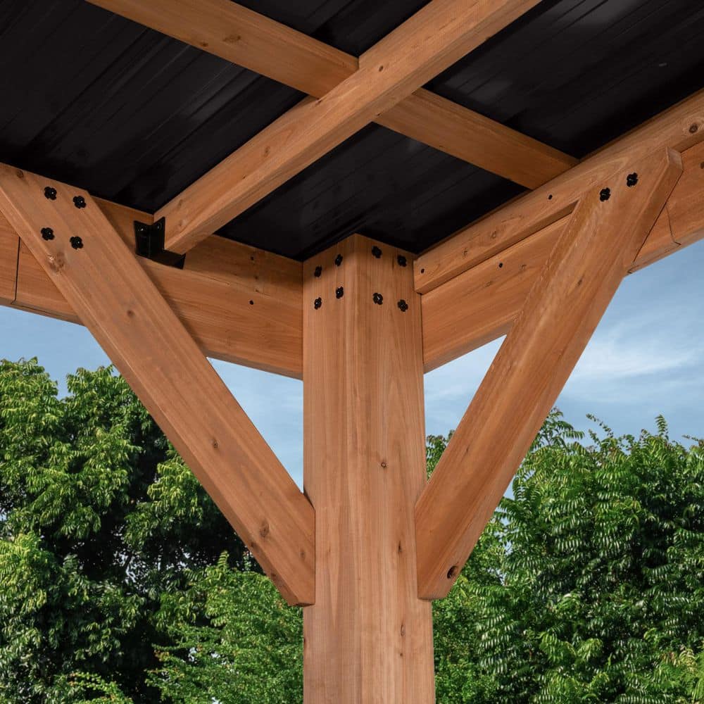 Kingsport 12' x 20' Black Cedar Carport with Steel Roof