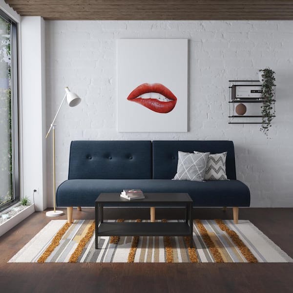 Novogratz Palm Springs Blue Linen Split Futon