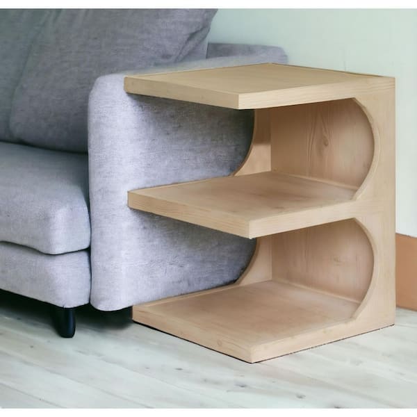 HomeRoots 18 in. Natural Rectangle Wood End Table