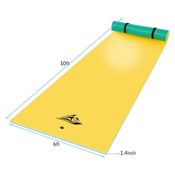 Yellow 10 x 6 ft. Vinyl Foam Pad Floating Floats 3-Layer XPE Water