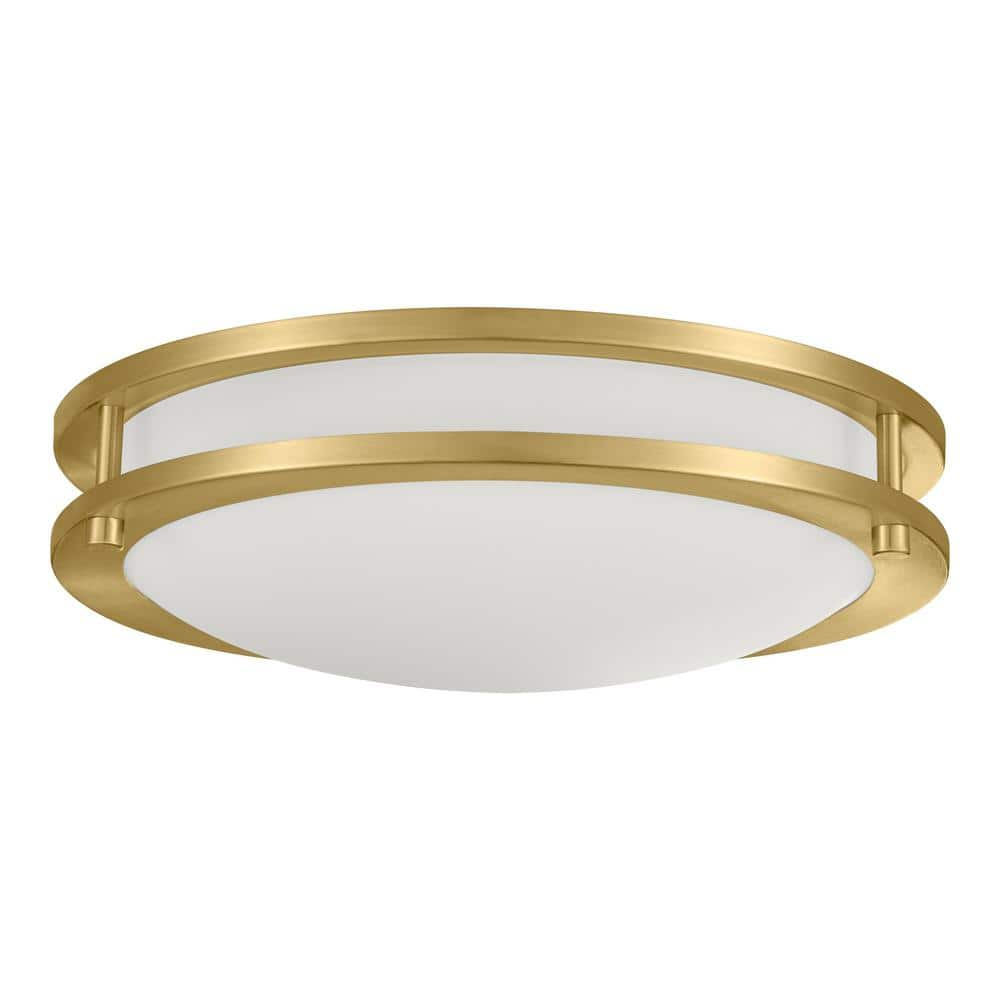 Flaxmere 12 in. Brushed Gold Dimmable Integrated LED Flush Mount Ceiling Light with Frosted White Glass Shade -  Hampton Bay, HB1023C-338