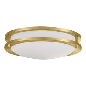 Flaxmere 12 in. Brushed Gold Dimmable Integrated LED Flush Mount Ceiling Light with Frosted White Glass Shade