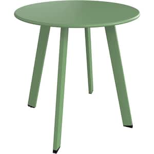 Steel Patio Side Table, Weather Resistant Outdoor Round End Table in Sage Green Square Feet
