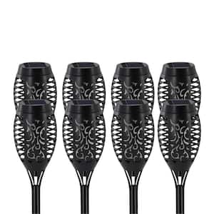 8 Pack Flickering Flame Solar Torch Lights for Outdoor Garden Decor Waterproof LED Pathway Yard Lighting