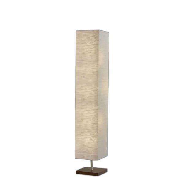 HomeRoots 57.25 in. Brown and White 2 Light 1-Way (On/Off) Column Floor Lamp for Liviing Room with Paper Rectangular Shade