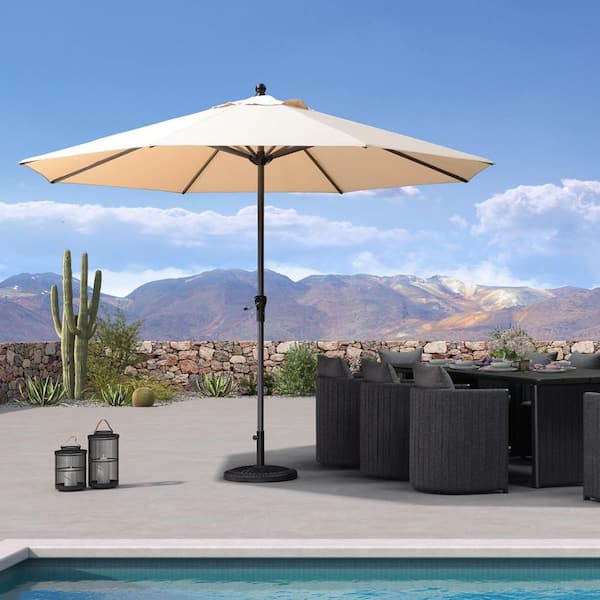 11 ft. Octagon Patio Umbrella Outdoor Table Umbrella Aluminum Frame Market Umbrella with 8-Sturdy Ribs in Beige
