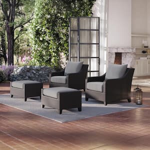 New Classic Furniture Skye 4-Piece Wicker Patio Conversation Set with Gray Cushions