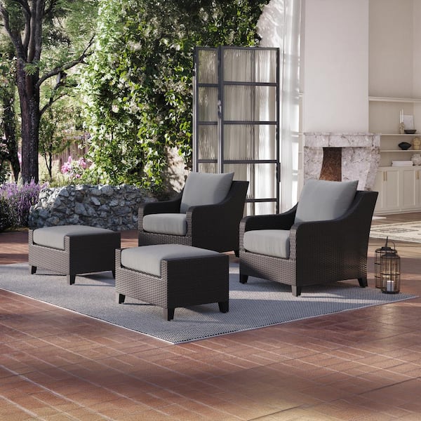 NEW CLASSIC HOME FURNISHINGS New Classic Furniture Skye 4-Piece Wicker Patio Conversation Set with Gray Cushions