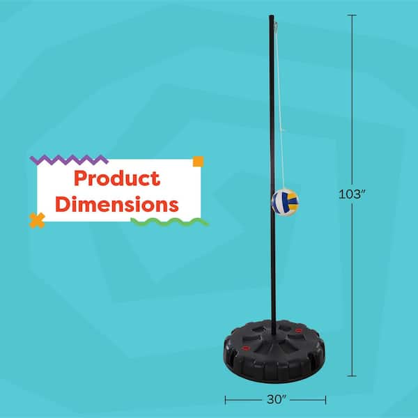 Champion Sports TTGAME Tetherball Tennis: Swingball Outdoor Lawn Game For Kids, Adults, And Families - Backyard Tether Kit With Tennis Ball And Paddle Set
