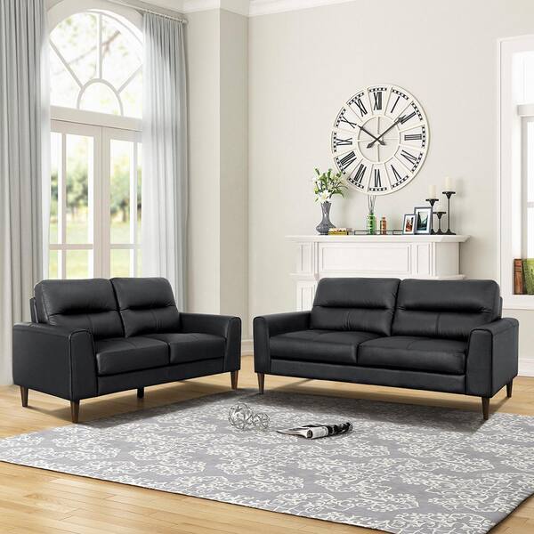 Lazzara Milford 76 in. W. Straight Arm Leather Rectangle 2-Piece