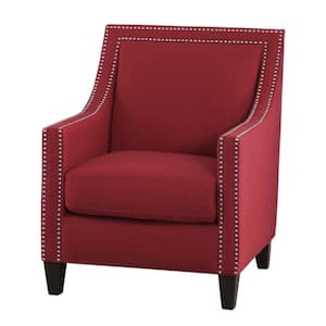 Red Adrienne Nailhead Accent Chair