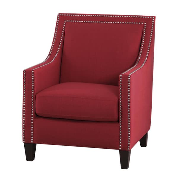 DEVON & CLAIRE Red Adrienne Nailhead Accent Chair