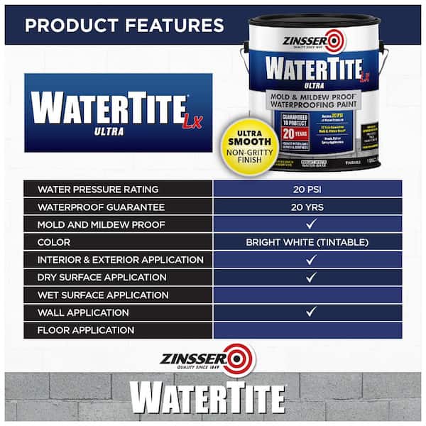 Zinsser Watertite Waterproof Paint (Assorted Sizes)